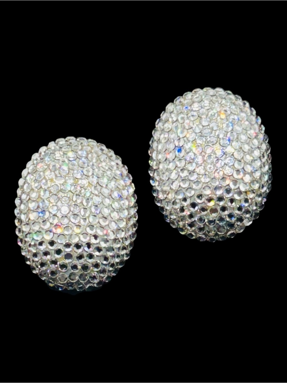 Vintage Richard Kerr Large Silver Rhinestone Clip Earrings